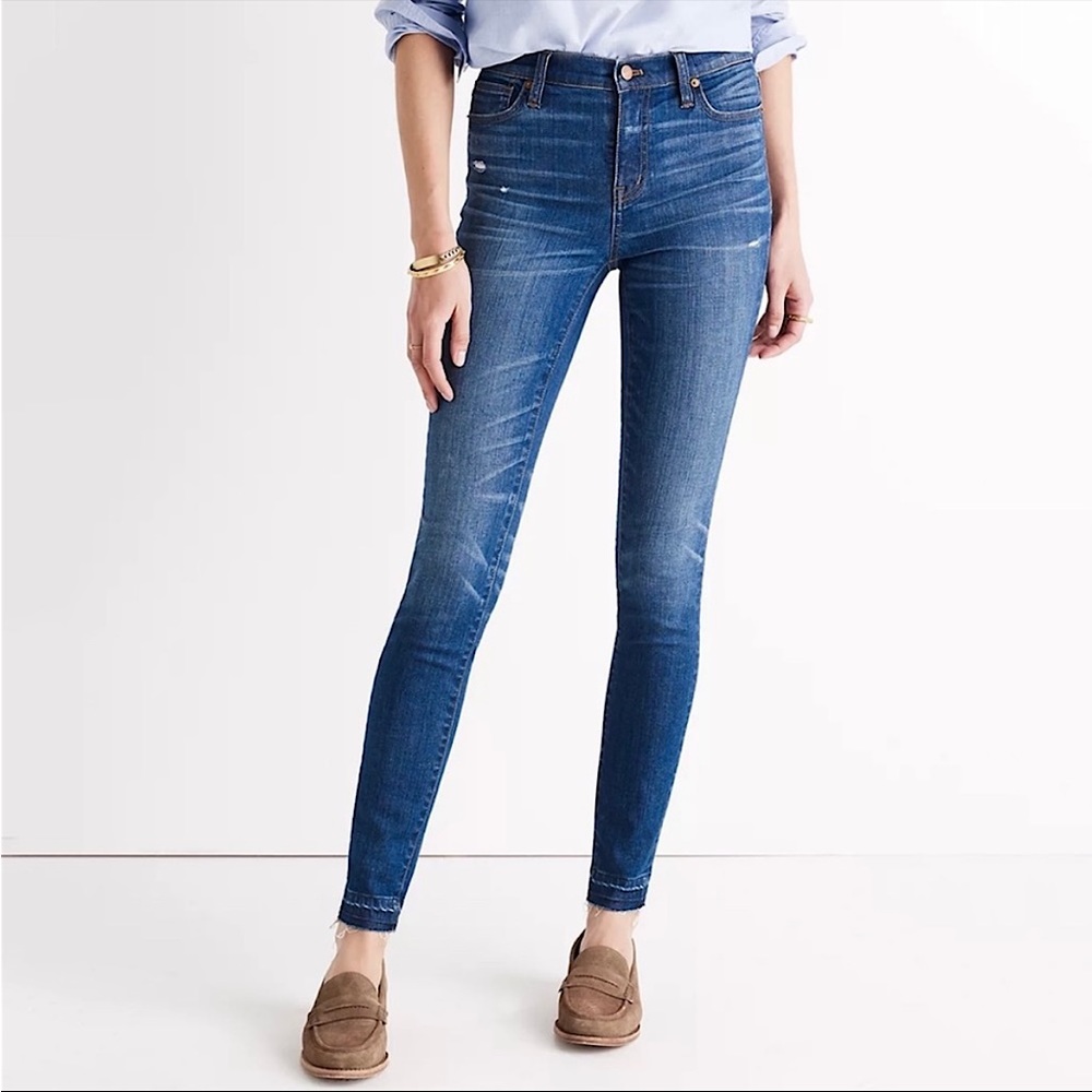 MADEWELL Drop Hem Edition 9” high rise distressed skinny skinny jeans size 24